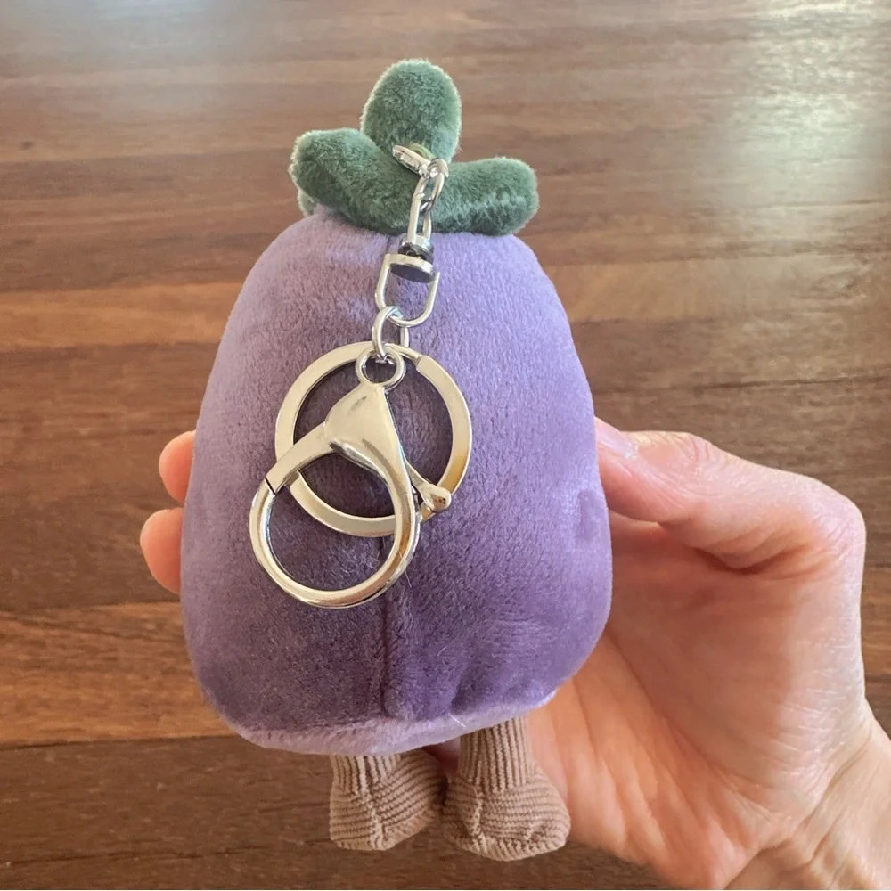 Cute Eggplant Plush Keychain Kawaii Purple Veggie Soft Plush Bag Charm Gift